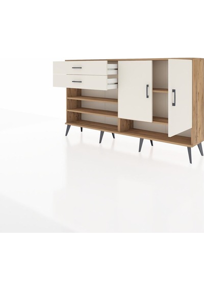 Arges Konsol 4 Raflı 2 Çekmeceli 2 Kapaklı 176x30x99 Çam-aytaşı Çam-aytaşı
