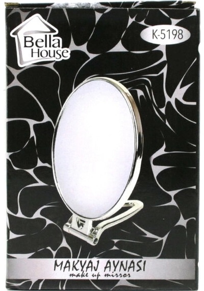 Oval - Gümüş 6.5 Inc 16.5x13cm Makyaj Aynası Çift Taraflı Katlanır Ayaklı 5468 Çok Renkli