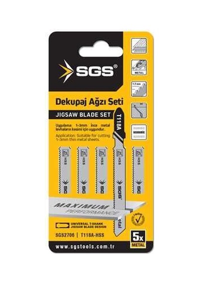 Sgs2706 - T118a Dekupaj Ağzı Metal Kesmek İçin 5 Adet