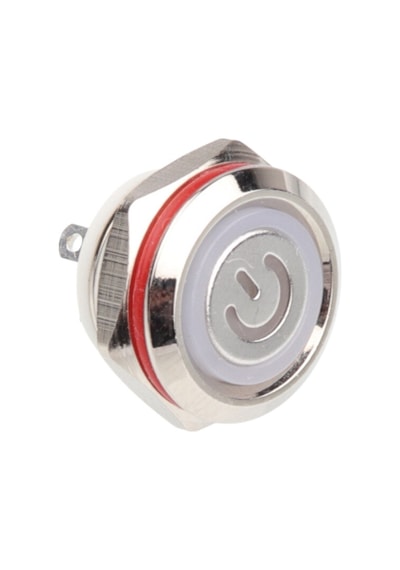 Wd12c1-pin-p1-ec 12mm Düz Yaylı Işıklı Metal Buton - Beyaz