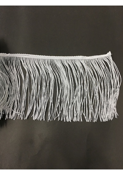 Püskül Saçak Gümüş Simli Beyaz 30 Cm 1 Metre