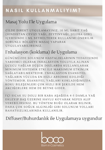 Boco Born In Cosmetics %100 Saf Tarçın Uçucu Yağı 5 ML