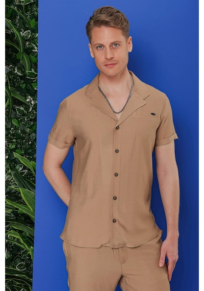 Efor G 1549 Slim Fit Camel Klasik Gömlek Camel