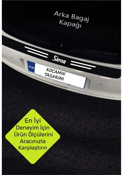Fiat Siena Araç Kapı Ve Bagaj Eşiği Koruyucu Set Karbon Folyo Çizilme Engelleyici Siena Yazılı