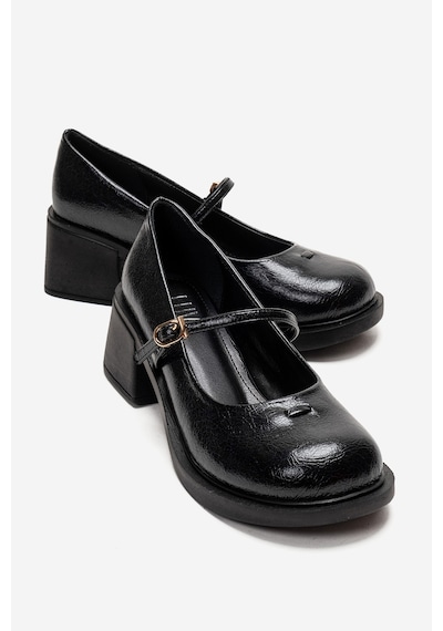 Luvishoes Luanda Siyah Bantlı Kadın Kalın Topuklu Mary Jane Ayakkabı