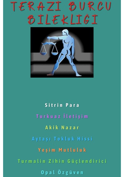 Gümüştel El Sanatları Sertifikalı Terazi Burcu Bileklik Doğal Taş Çok Renkli