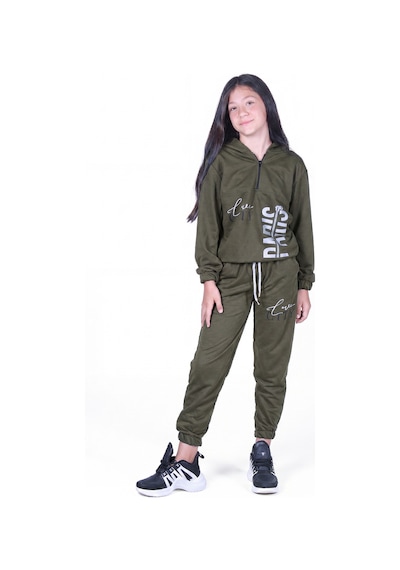 Fyk Kids Kız Çocuk Love City Baskılı Fermuarlı Eşofman Takımı Haki