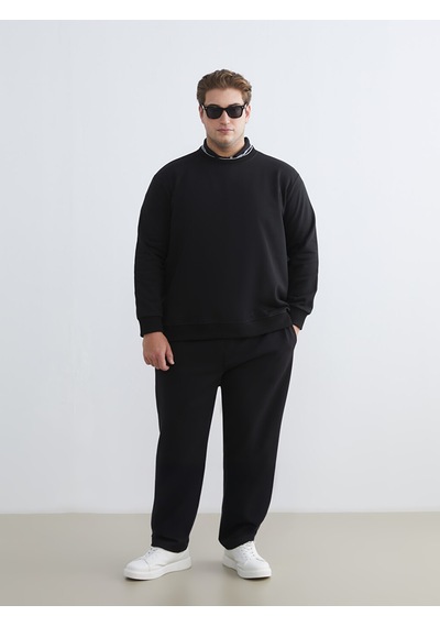 Lcw Vision Siyah Bisiklet Yaka Erkek Kalın Sweatshirt