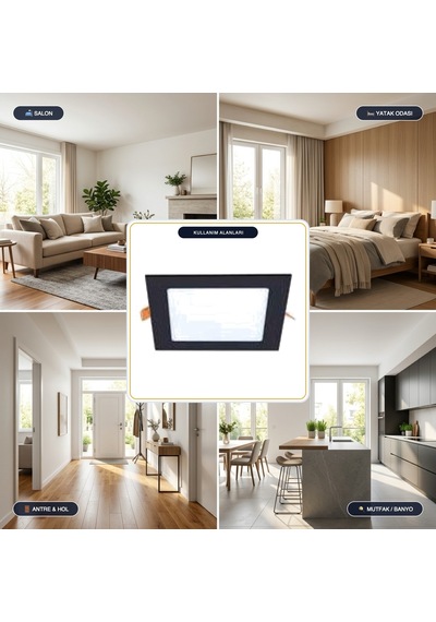 Jupıter Siyah 18w Slim Led Panel Armatür 4000k Naturel Beyaz - Ld455-s840