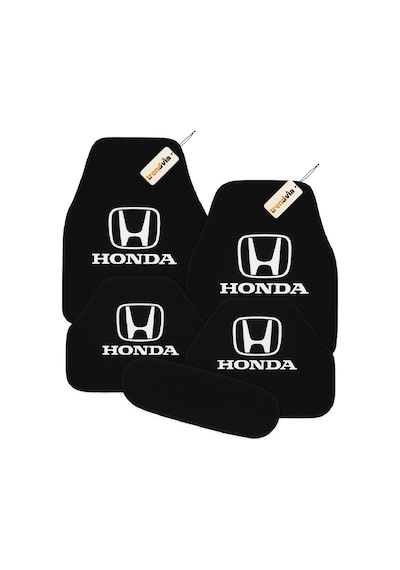 Honda Logolu Siyah Oto Halı Paspas 5 Parça Set Kolay Temizlenebilir, Şık Ve Dayanıklı