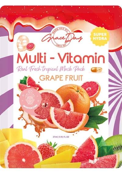 Grace Day Multivitamin Greyfurt Yoğun Ne MLendirici Kağıt Maske Grace Day GraceFruit Sheet Mask ( Vegan Maske )