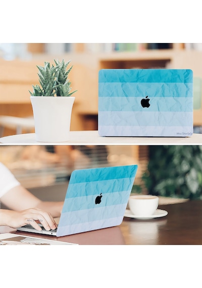 Apple Uyumlu MacBook Pro Kılıf 13inç M1-m2, Paint02 Type-c'li Model A2338 A2289 A2251 A1706-08 A1989 A2159 İle Turkuaz