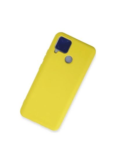 Jenerik Realme C15 Kılıf Nano İçi Kadife Silikon - Sarı