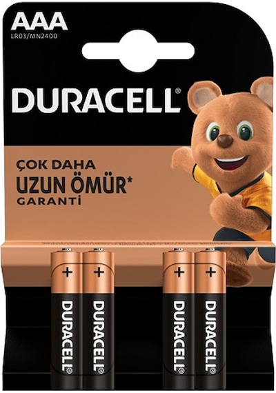 Duracell Alkalin İnce Kalem Pil Aaa 4 Lü Kartela