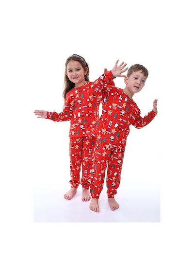 Zuzunga Sevimli Kardan Adam-penguen Desenli %100 Pamuk Unisex Çocuk Pijama Takımı Kırmızı Zuzunga Sevimli Kardan Adam-penguen Desenli %100 Pamuk Unisex Çocuk Pijama Takımı Kırmızı