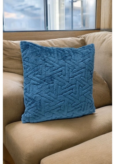 Bohem 4'lü Dekoratif Yastık Kılıfı Kırlent Kılıfı 45x45 Cm Petrol Mavisi Zikzak Desen Petrol Mavisi