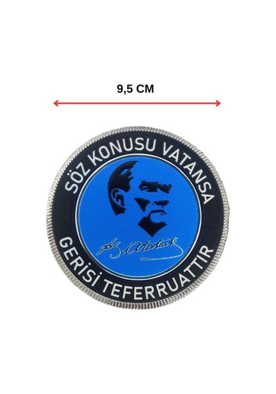 Single Sword Söz Konusu Vatansa Gerisi Teferruattır" Cırtlı Arma Patch 9,5 Çok Renkli