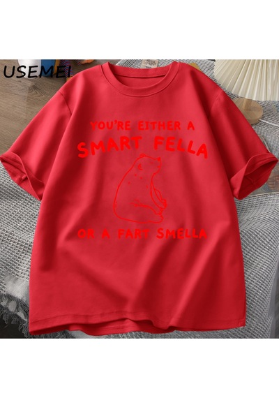 Flood Of Style Eğer Bir Akıllı Adam T Shirt Kadın Erkek Retro Karikatür T-shirt Pamuk Ayı Garip T Shirt Raha Kırmızı