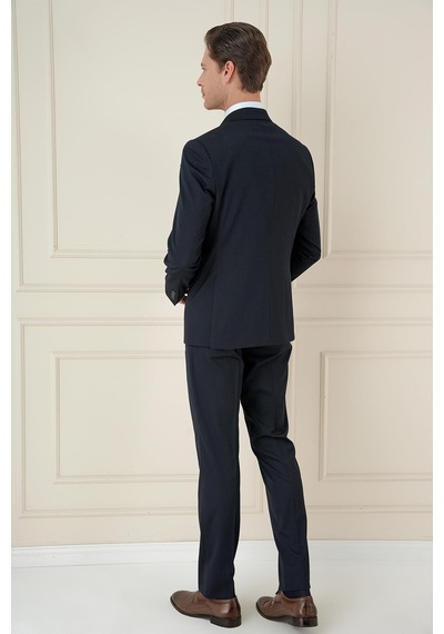 Efor Slim Fit Çift Yırtmaç Düz Lacivert Klasik Takım Elbise Tk 913 Lacivert