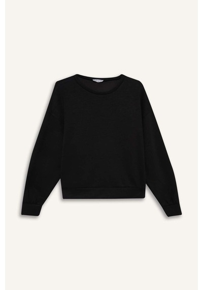 Defacto Bisiklet Yaka Modal Sweatshirt G2913ax25aubk81 Siyah
