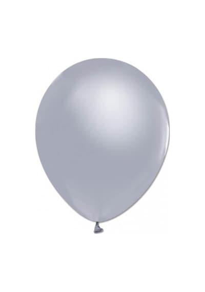 Metalik Parlak Balon. 10 Adet - Gümüş