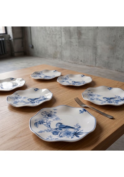 Güral Porselen 6'lı Nesrin 19 Cm Pasta Tabağı 1891 Mavi