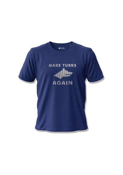 North Whiskers Make Turks Göktürk Again Kurt Figürlü Baskılı Lacivert Unisex %100 Pamuk T-shirt Lacivert - 875727048 Lacivert - 875727048 Lacivert