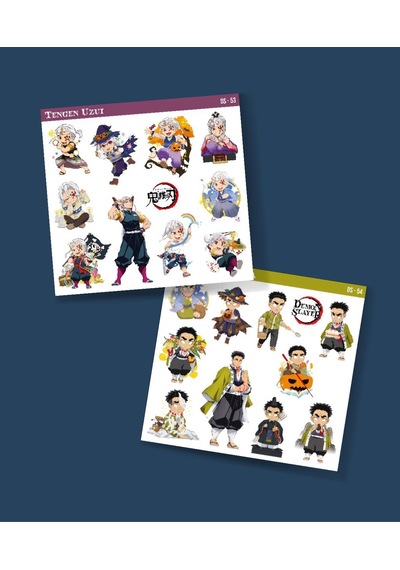 Gyomei Himejima -tengen Uzui-demon Slayer Parlak Kağıt 2 Li Set Anime Sticker Çıkartma-kimetsu No Yaiba Yeşil