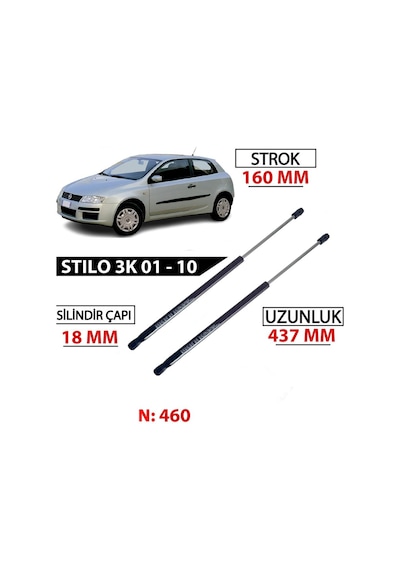 OTOZET Fiat Stilo 3 Kapı Bagaj Amortisörü Sağ Sol Takım 46784994