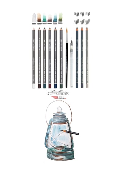 Cretacolor 6'lı Aquarell Sulandırılabilir Fırçalı Karakalem Eskiz Dereceli Çizim Kalemi Seti