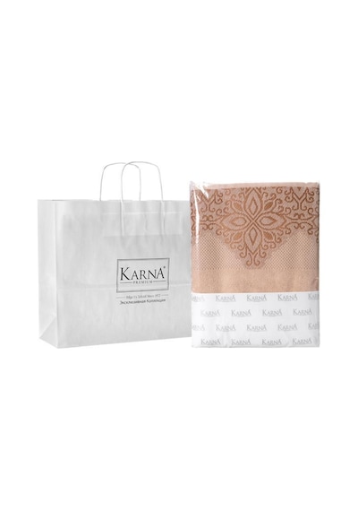 Pamuk Tekli Havlu Jakarlı Karna Home Klover - 70 X 140 Somon