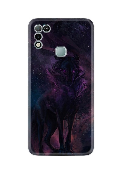 Infınıx Hot 11 Play Kılıf Silikon Desen Özel Seri Black Purple Wolf 1791
