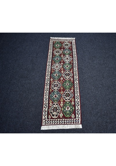 Zehra Abla Halı El Dokuma Otantik Doğu Anadolu Van Mini Yolluk Yün Kilim 7159 Çok Renkli