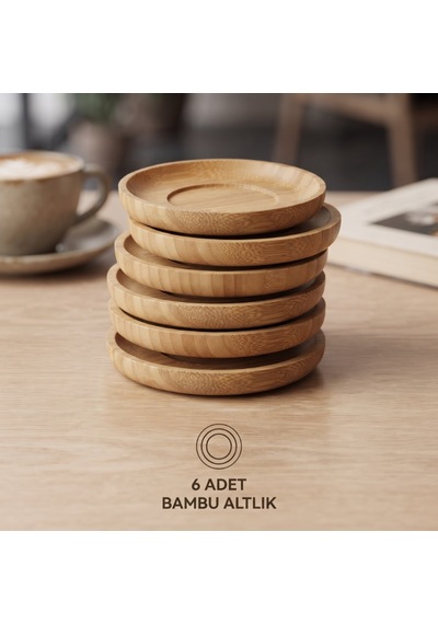 12 Parça Çay Seti - Bambu Bardak Altığı - Çift Cidarlı Cam - 150 Ml Diğer