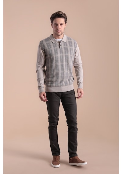 Ferraro Polo Yaka Superfine Yün Kazak - Bej Bej
