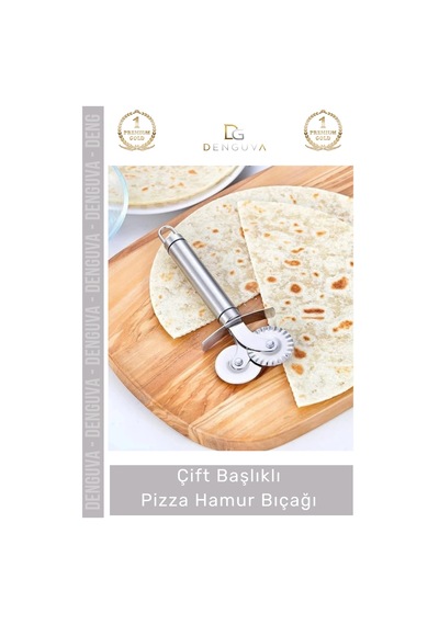 Pizzabıçağı Profesyonel Paslanmaz Çelik Keskin Mutfak Gereci Çift Başlıklı Pizza Hamur Bıçağı - 1 A Çok Renkli