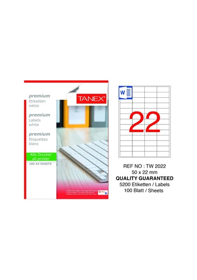 Tanex Tw-2022 50x22mm 100 Lü Lazer Etiketi