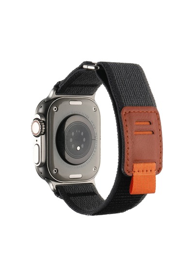 Apple Uyumlu  Watch Ultra 49 mm Hasır Kordon Zore Krd-106 Strap Kayış-siyah-gri