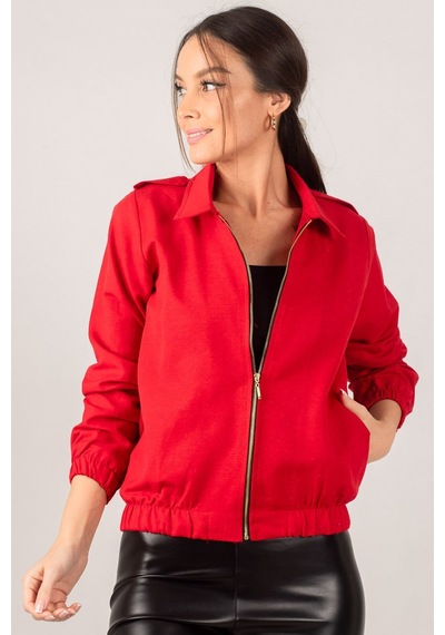 Armonika Kadın Kırmızı Önü Fermuarlı Gabardin Mont Arm-22k001068
