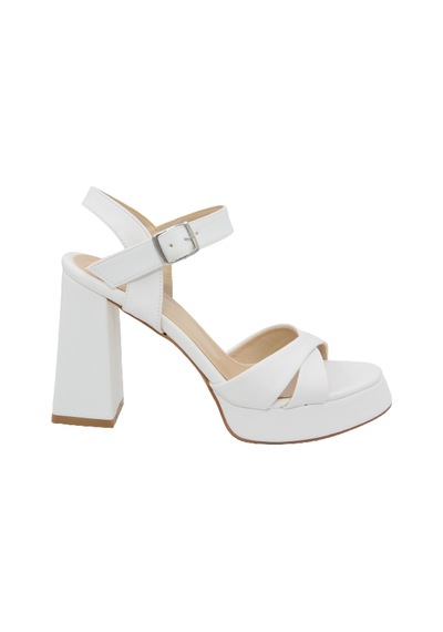 Dekas DA8724 Kalın Topuklu Kadın Tek Bant Ayakkabı BEYAZ