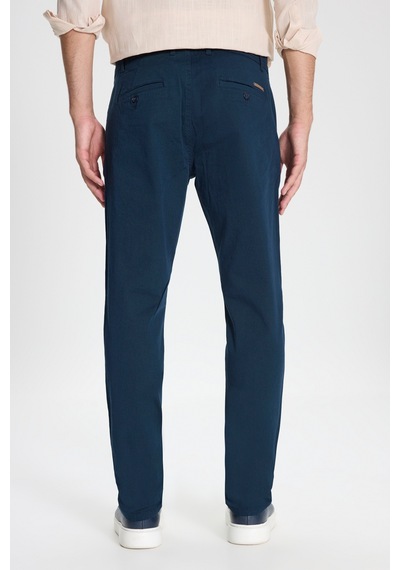George Henry Pamuklu Slim Fit Dar Kesim Yan Cepli Esnek Chino Pantolon Lacivert