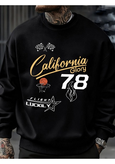 Startmore Startmorecalifornia Glory Basketbol Numarası 78 Desen Kazak Erkekler Sokak Rahat Spor Gömlek Sonbahar Siyah