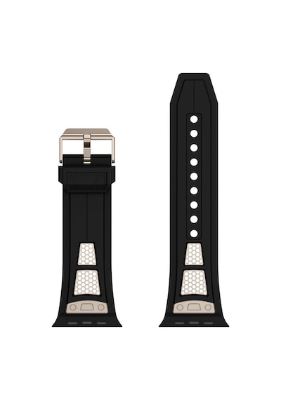 Apple Uyumlu  Watch  44mm Zore Krd-117 Hava Alabilen Delikli Metal Süslemeli Desenli Silikon Kordon-titanyum-