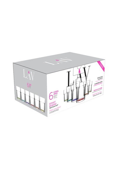 Lav Aras Cam Meşrubat Bardağı 6'lı 365 ml Karışık Renkli (Su/Soğuk Kahve Bardağı )