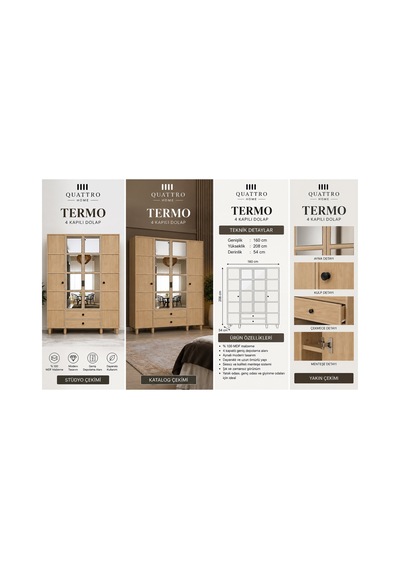 Termo 4 Kapaklı Dolap Meşe