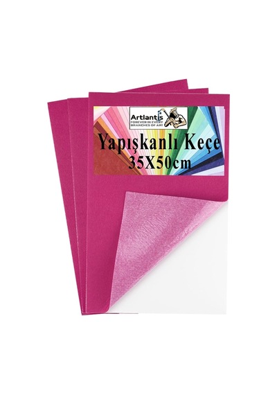 Pembe Yapışkanlı Keçe 35x50 Cm 3 Adet 2.0 Mm Kendinden Yapışkanlı Renkli Hobi Keçesi Elişi Keçe Kumaşı Anasınıfı