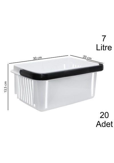 7 Litre Plastik Kozmetik Alışveriş El Sepeti Beyaz 20 Adet / En:20 Boy:30 Yükseklik:13,5 Cm Beyaz