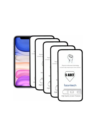 Bzontech Apple Uyumlu iPhone 11 İle Ekran Koruyucu Tam Kaplayan 5li Set