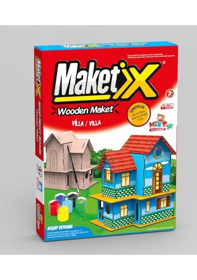 Villa Modeli Ahşap Maket Boyama Seti