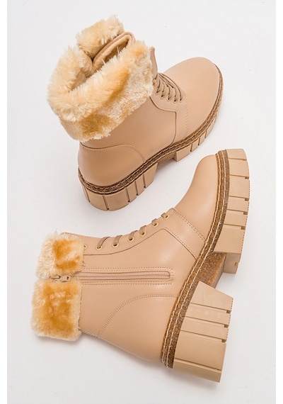 Luvishoes Jayla Bej Cilt Kadın Bot Bej